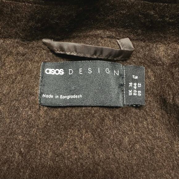 ASOS Design | Women | Smart Brown Oversized Wool Mix Blazer Jacket | Sz 12 Tall - Picture 9 of 13